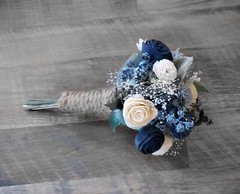 Dusty Blue Bridal Bouquet Navy Sola Wood Wedding Flowers Eucalyptus Bridesmaid