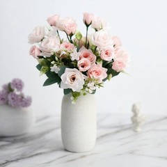 BLUSH 4 Bushes 12″ Silk Roses Artificial FLOWERS Bouquets Party Home Decorations