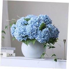 4pcs 2″ Faux Blue Hydrangeas Artificial Flowers, Real Touch 1 Light Blue 4pcs