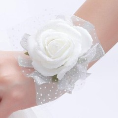 Wedding Bridal 4 Pack Bridesmaid Wrist Flower White Exquisite Floral One Bridal