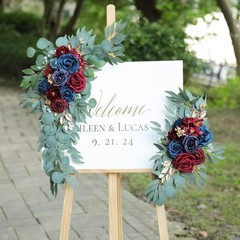 Udoula Artificial Navy Blue Wedding Arch Flower & Burgundy & Gold