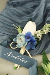 1 pc White & Blue Boutonniere for Men Wedding Single Groom Groomsmen Artifici…