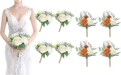 Ivory & Orange Bridesmaid Bouquet Set – 4 Elegant Floral Arrangements