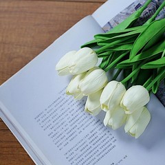 10 WHITE 13″ FOAM TULIPS FLOWERS Single Stem Wedding Bouquets Home Centerpieces