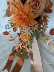 Rustic Orange Bridal Cascade Bouquet Artificial Silk Flowers