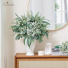 Pcs 7 Kinds Mixed Artificial Eucalyptus Greenery Stems Bulk, Baby Breath 180