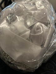 White Satin Rose Rhinestone Bridal Bouquet – New Sealed Wedding Bouquet
