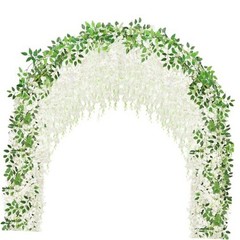 75 Branches Wisteria Hanging Flowers,5Pcs Total 30ft White Wisteria White-5pcs