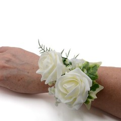 Artificial Wedding Flowers Foam Rose Wrist Corsage 27 Colours, Prom Bridesmaids