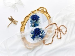 2 pcs Wrist Corsage and Boutonniere Set, Deep Blue Rose Wrist Deep Blue Corsage