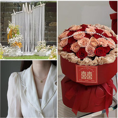 White Pearl Garland Strand,3Mm Crystal Beads Faux Bead Spool Rope for Wedding Pa