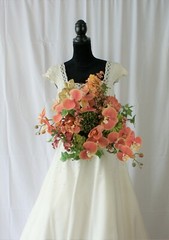Peach Orchid Garden Flower Faux Wedding Bouquet