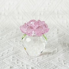 Crystal Flower Figurines- Glass Rose Home Decor – Flower Bouquet for Pink