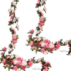 Pack Artificial Rose Vine Fake Flower Garland Fake Rose Hanging Vine 2 Pink