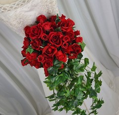Roses Are Red Waterfall Faux Silk Wedding Bouquet