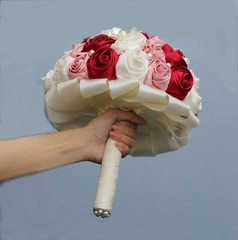 Bridal Wedding Bouquet with Rhinestone Brooch Pearl for Bride Bridesmaid Wedd…