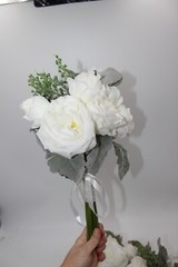 Wedding Artificial Flower Bouquet Lot of 3 Bridesmaid Bridal Flower Girl WHITE
