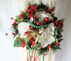 Roses and Berries Silk Winter Wedding Bouquet