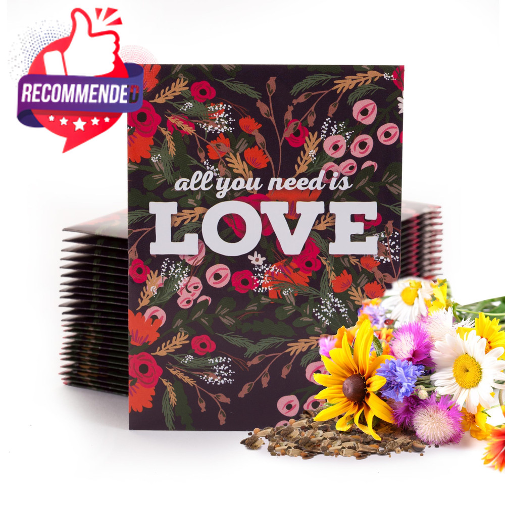 All You Need is Love Bouquet 25 Wildflower Packets for Planting, Brown