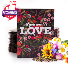 All You Need is Love Bouquet 25 Wildflower Packets for Planting, Brown