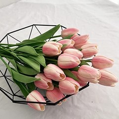 20pcs Artificial Tulips Flowers Fake Faux PU Tulip Bouquet Real Light Pink 20