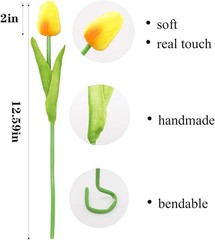 20pcs Artificial Tulips Flowers Fake Faux PU Tulip Bouquet Real Light Pink 20