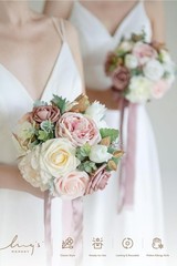 Ling’s Moment 7 Inch Dusty Rose Wedding Bouquets for Bride, Bridesmaid’s Bouquet