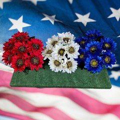 Artificial RED,WHITE,and BLUE SUNFLOWER BUSHES, SILK FLORAL CRAFT SUPPLY Set/3