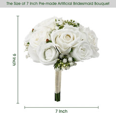 Elegant Set of 4 Bridesmaid Bouquets with Artificial Roses for Weddings
