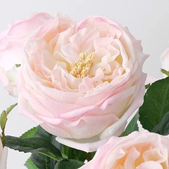 Fake Flowers Realistic Roses Bouquet Spring Fall Winter 4 PCS Light Pink