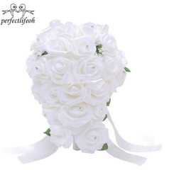 PE Foam Flower Artificial Water Drop Shaped Turquoise Royal Blue Bridal Bouquets