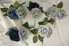 Shades of Blue Wedding Bouquet Set – Navy Blue, Blue, Gray Wedding Bouquet Set