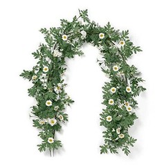 Artificial Daisy Garland Decorative Fake Flower Vine Hanging 5.6Ft White-2pcs