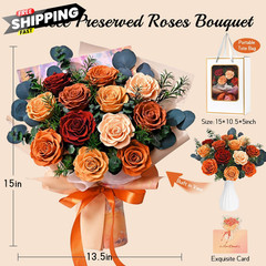 Flower Bouquet 12-Piece Preserved Roses Yellow 12 Roses, Yellow-12