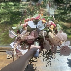 Bridal Wedding Large Bouquet Budget Friendly Faux Flowers White Pink Purple
