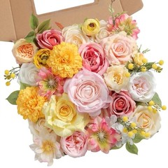 Artificial Flower Assortment for DIY Centerpiece Arrangement Pink Yellow