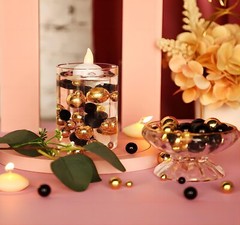 Black Gold Vase Filler Pearls | Black Gold Floating Pearls | 150 PCS Black Go…