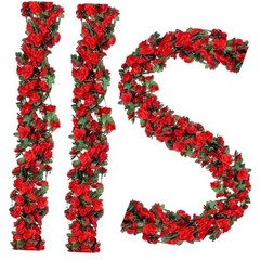 5Pcs 41FT Artificial Red Flower Garland, Fake Hanging Flower Vines Wine Red