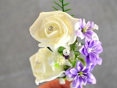Wedding CORSAGE buttonhole, triple rose for groomsman, wedding guest, prom (C1)
