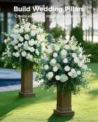Pcs Roses Artificial Flowers, Fake Velvet Silk Rose Bulk Faux Flower 50 White