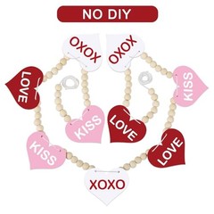 4.5 FT Valentines Garland for Decorations, Wood Love XOXO KISS Garland Heart