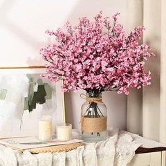 6Pcs Fake Flowers Baby’s Breath Silk, Real Touch Artificial Flowers 6pcs Pink