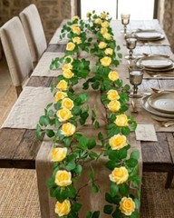 Pcs x 6 Ft Bendable Artificial Rose Vine Flower Garland, Floral Vines 2 Yellow