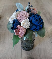 Pink Navy Blue Wedding Centerpieces for Jars Sola Wood Flower Bouquets Shower
