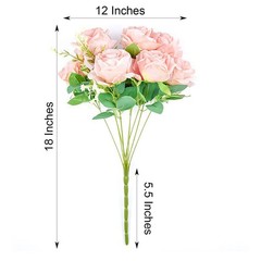 LIGHT BLUSH 2 Bushes 18″ ARTIFICIAL Faux Silk Rose FLOWERS Bouquet Wedding