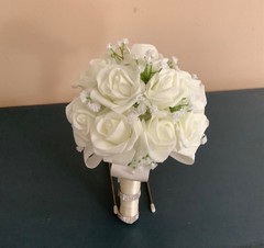 Small rose and baby breath bridal bouquet..you pick colors