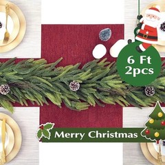 Pcs, 6Ft Norfolk Pine Garland Christmas Decorations, Real Norfolk-6Ft-2Pcs 2