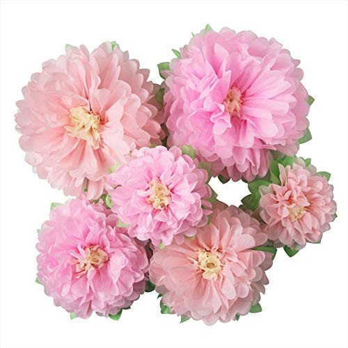 Pinks Flowers Decoration (11”-7” Assorted) 6 pcs Artificial Tissue Paper