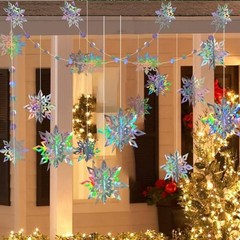 Winter Wonderland Snowflake Hanging Garland Decorations Holographic Iridescent