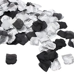 2NDTONONE 900PCS Silver Black White Artificial Flowers Silk Rose Petals Flower